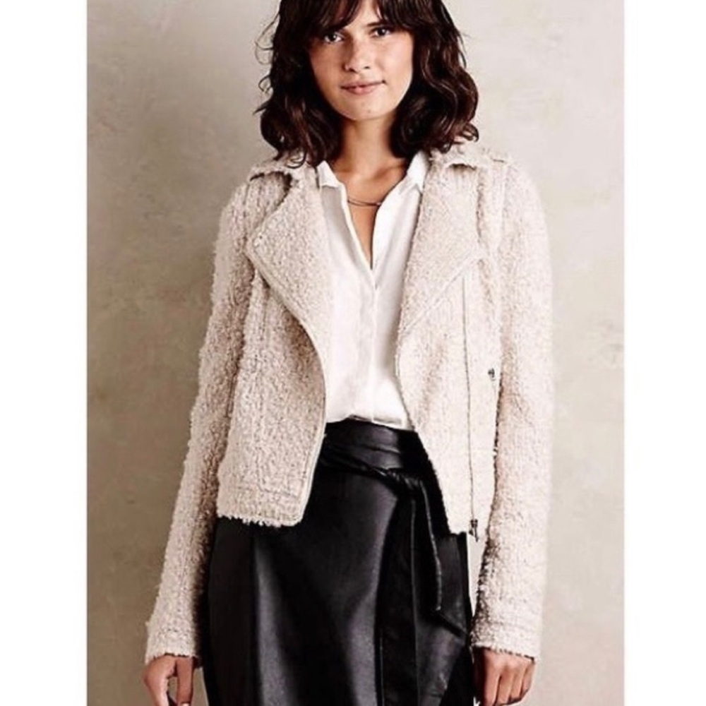 elevenses Cream Bouclé Moto-Style Jacket